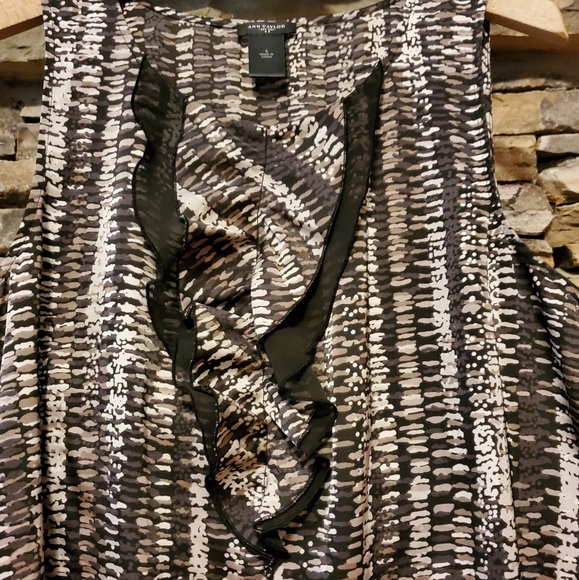 Ann Taylor Animal Print Mesh Ruffle Sleeveless Tank Top - Picture 4 of 9
